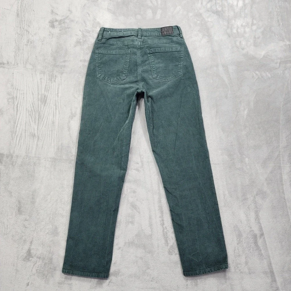 American Eagle Jeans Womens 2‎ Green Stretch Corduroy High Rise Mom Straight Leg